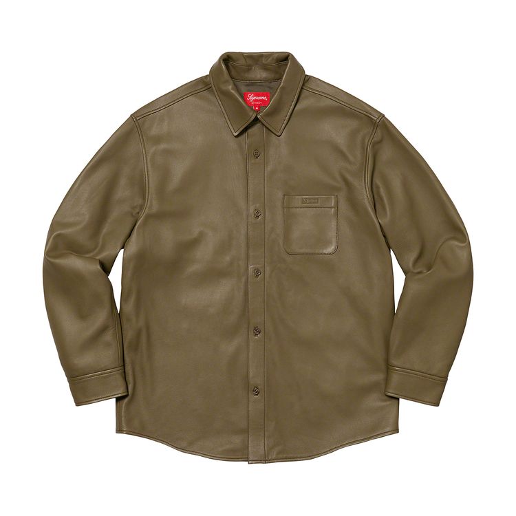 

Рубашка Supreme Leather Shirt Olive, зеленый