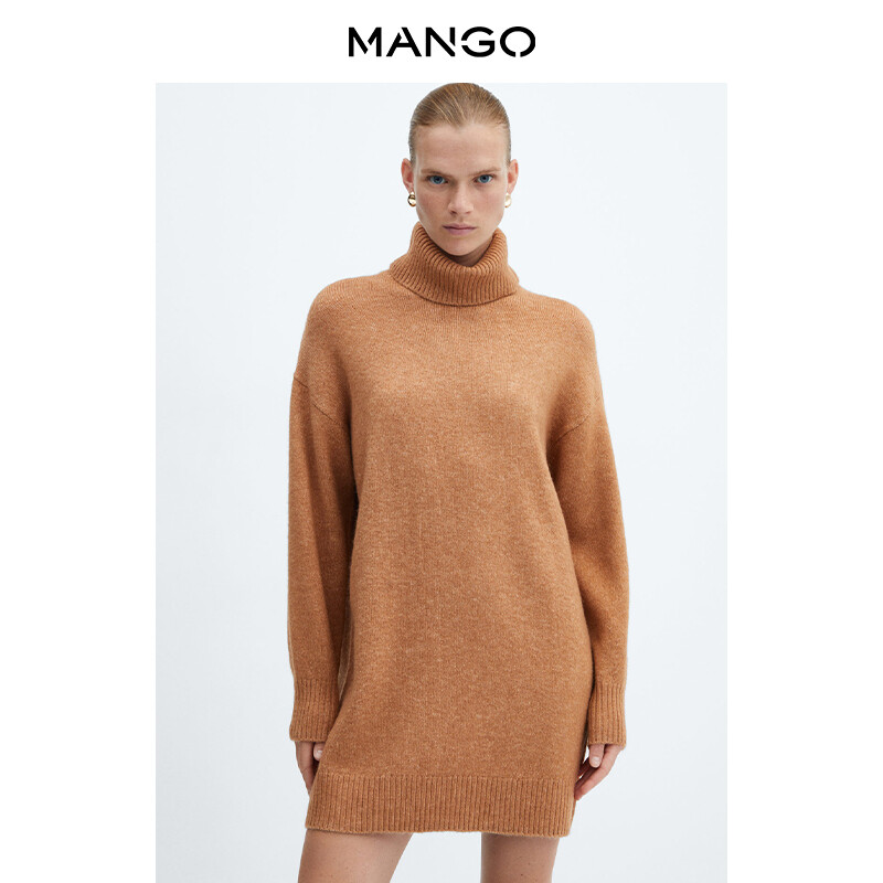 

Трикотажное платье Mango с длинными рукавами, голубой