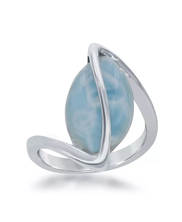 

Кольцо из стерлингового серебра с овальным ларимаром Caribbean Treasures, blue
