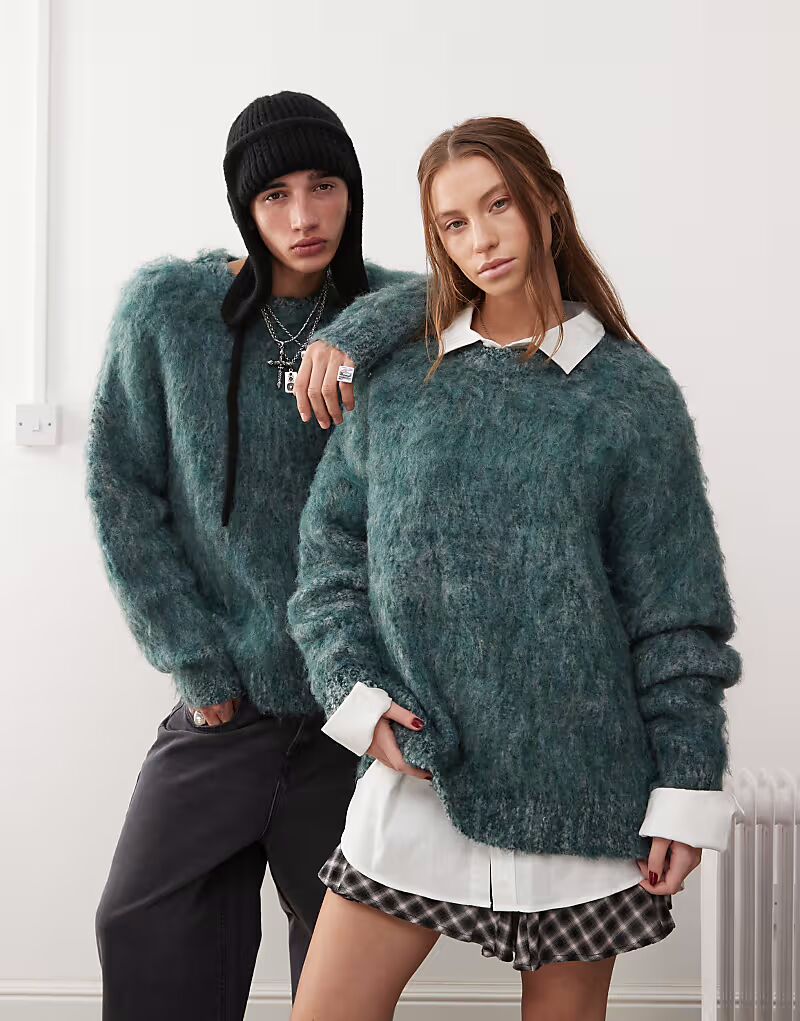 

Мега пушистый джемпер унисекс oversize Reclaimed Vintage, зеленый