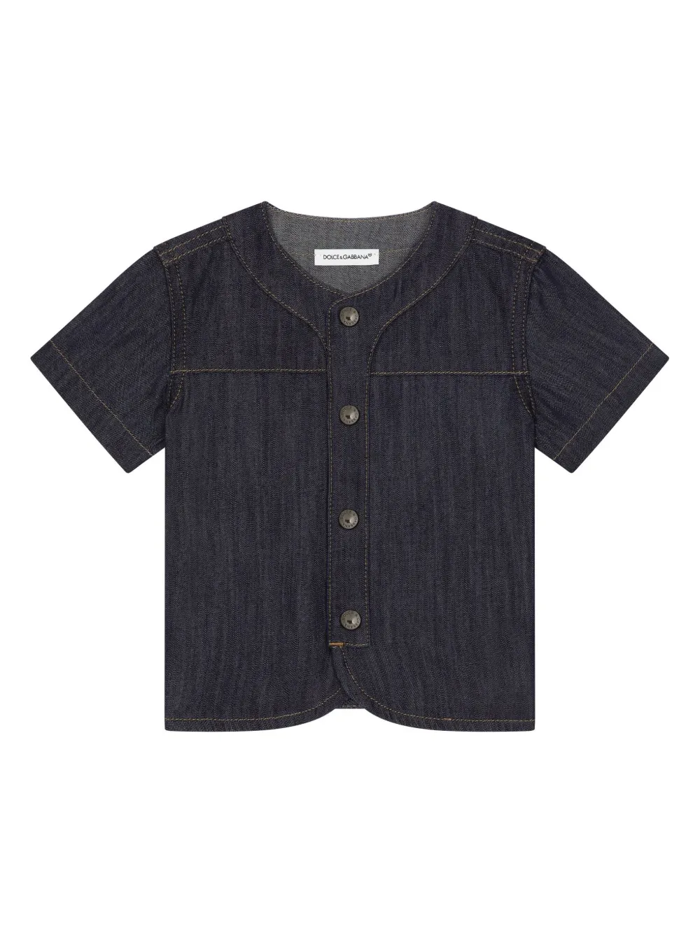 

Джинсовая рубашка с вышитым логотипом Dolce & Gabbana Kids, синий