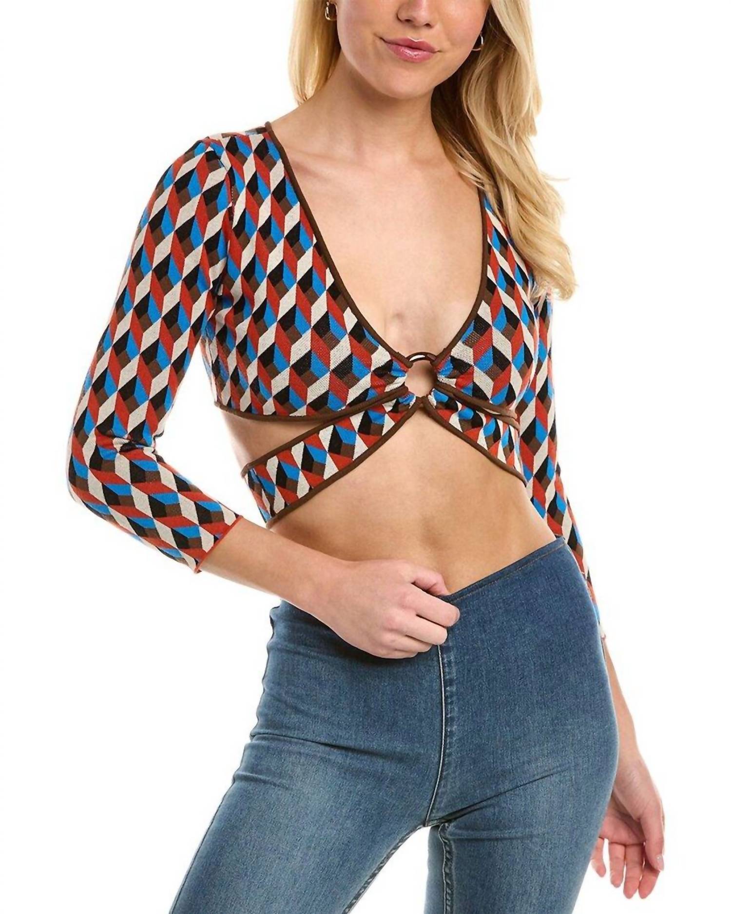 

Топ из трикотажного тика в цвете Blue Aster Multi RONNY KOBO
