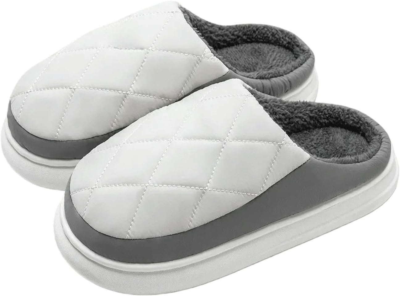 

Домашние тапочки для мужчин и женщин, теплые плюшевые тапочки с толстой подошвой и противоскользящей поверхностью Uebherv, бежевый