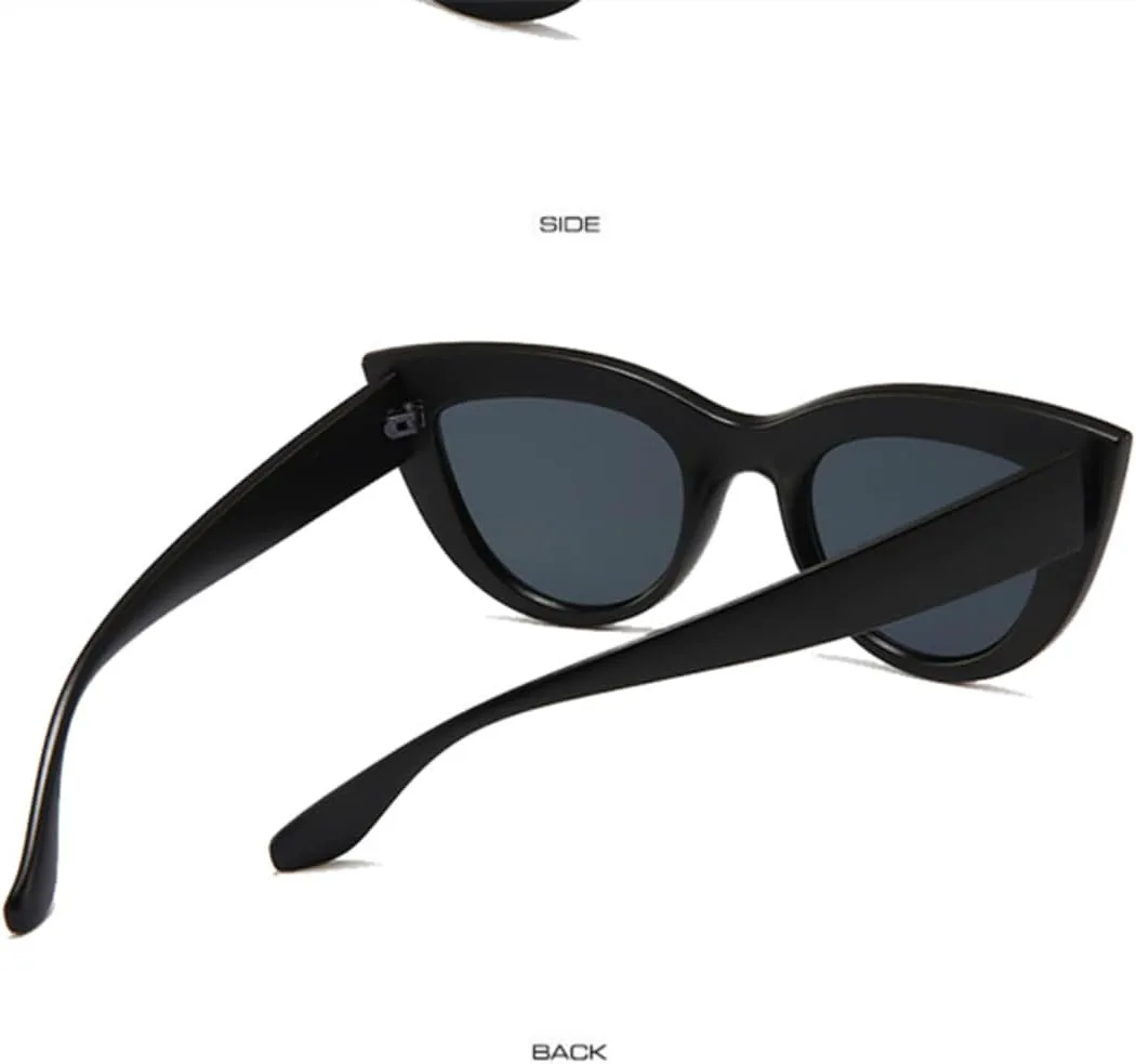 

Ретро-солнцезащитные очки «кошачий глаз» для женщин, защита от УФ-излучения UV400, металлический дизайн, градиентное зеркальное покрытие TOIPASTN, Matte Black Black