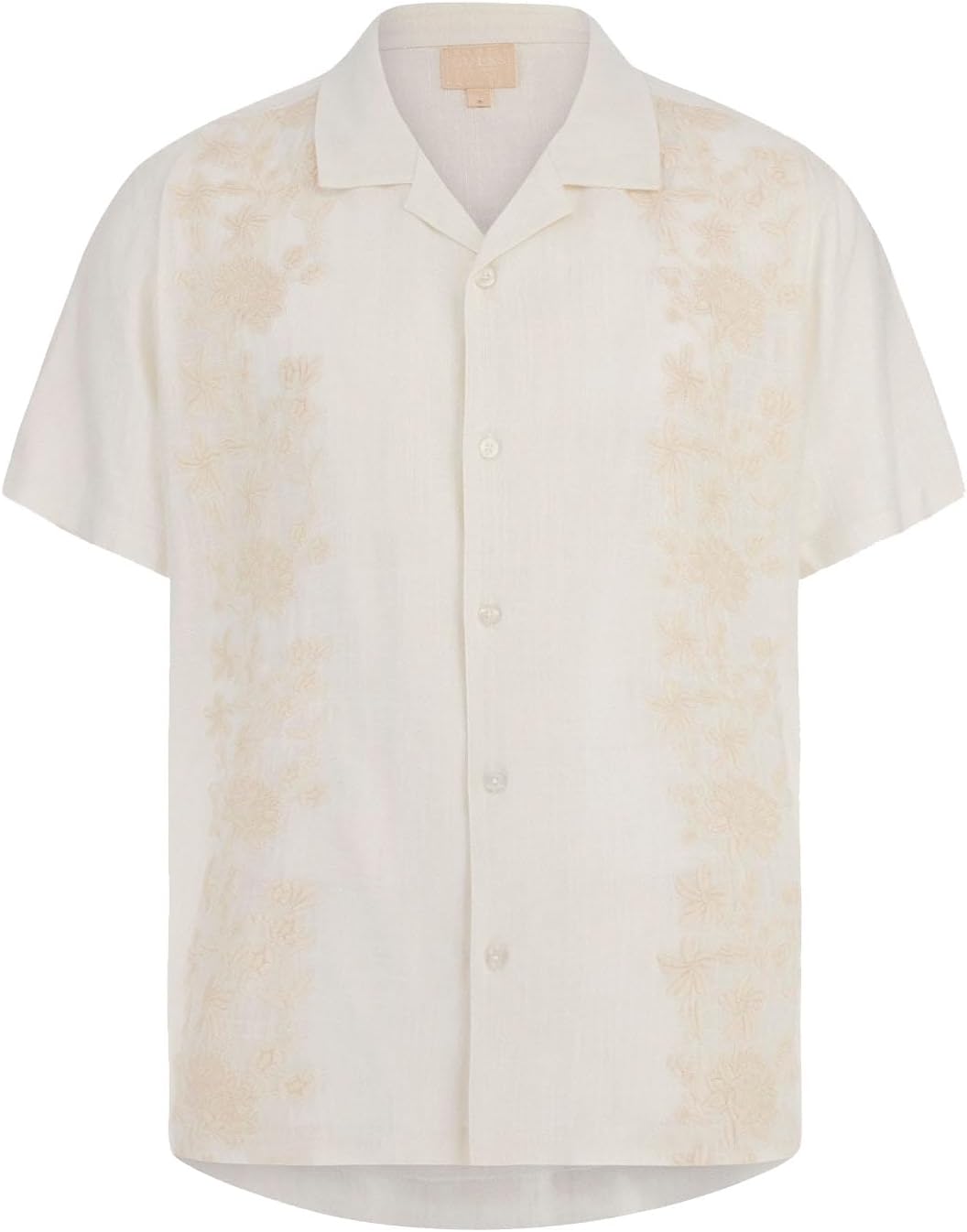 

GUESS Мужская Короткая Рукав Mosley Льняная Флоральная Рубашка, Pure White