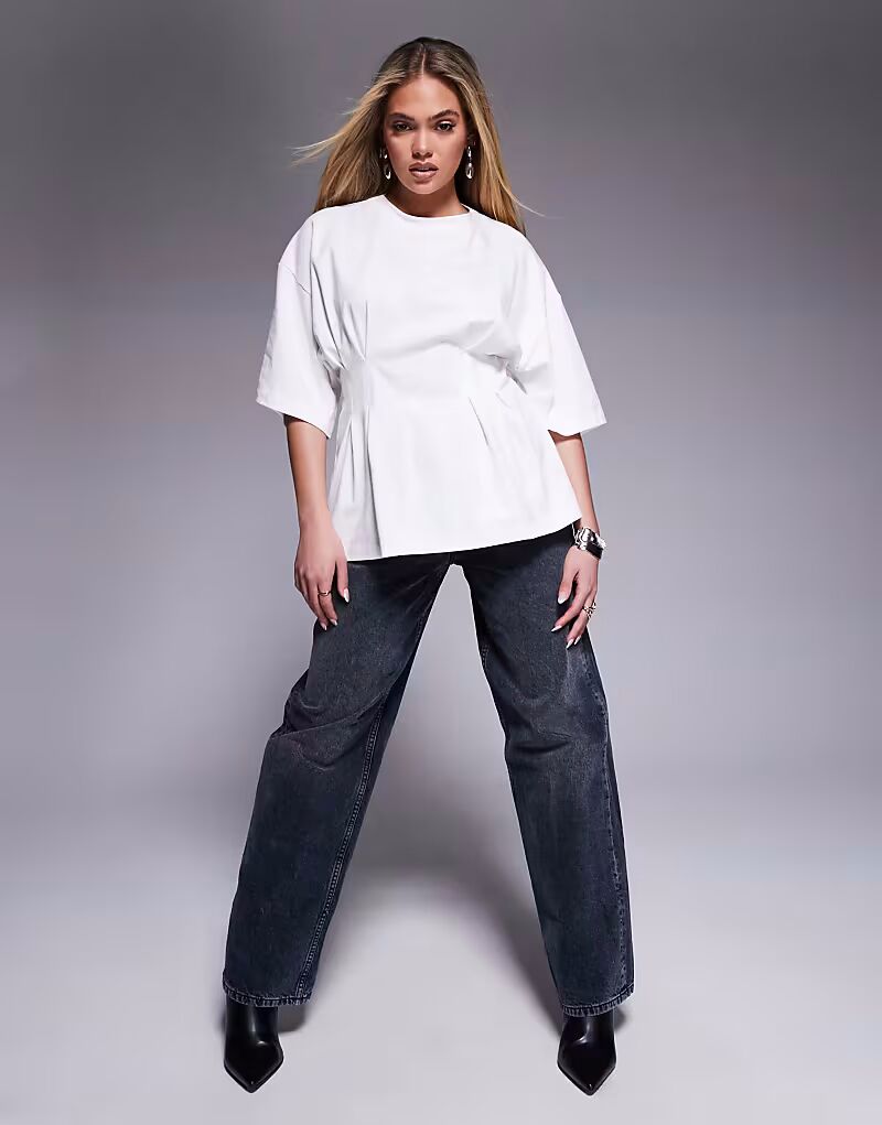 

Футболка ASOS DESIGN с корсетом и складками на талии, белая