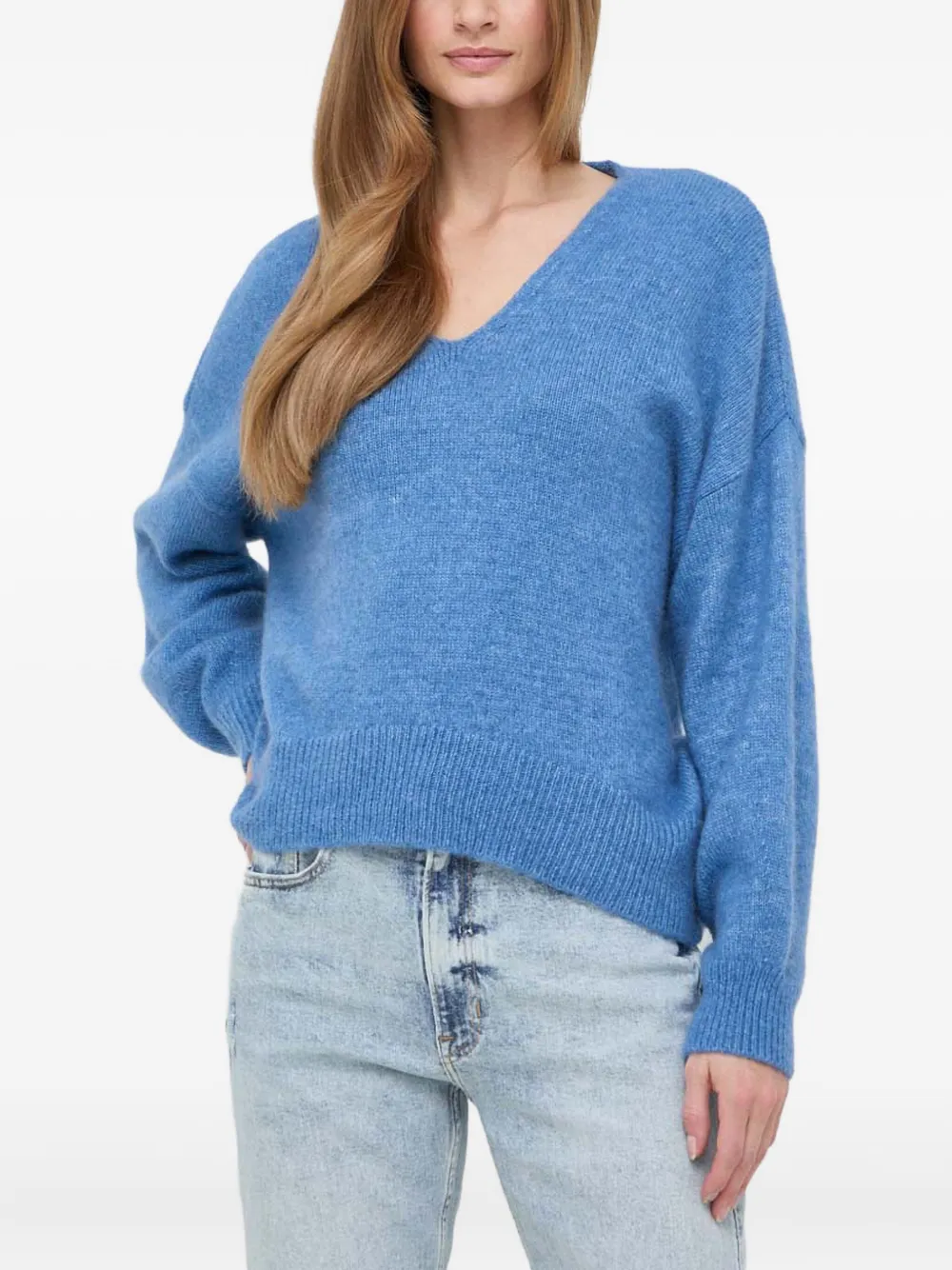 

Джемпер с длинными рукавами и V-образным вырезом BOSS, синий