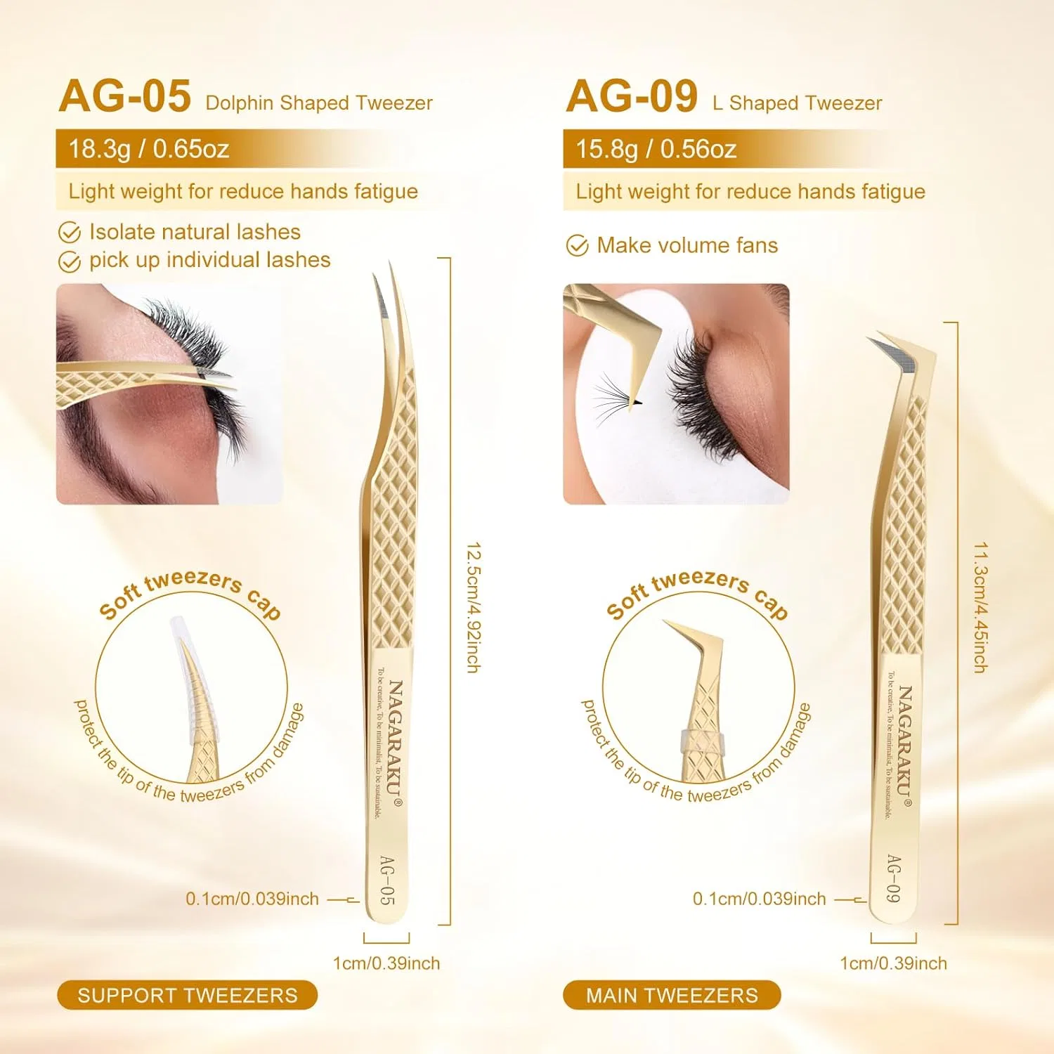 Набор пинцетов для наращивания ресниц NAGARAKU Fibre Tip AG-05 и AG-09 Nagaraku — фото 2