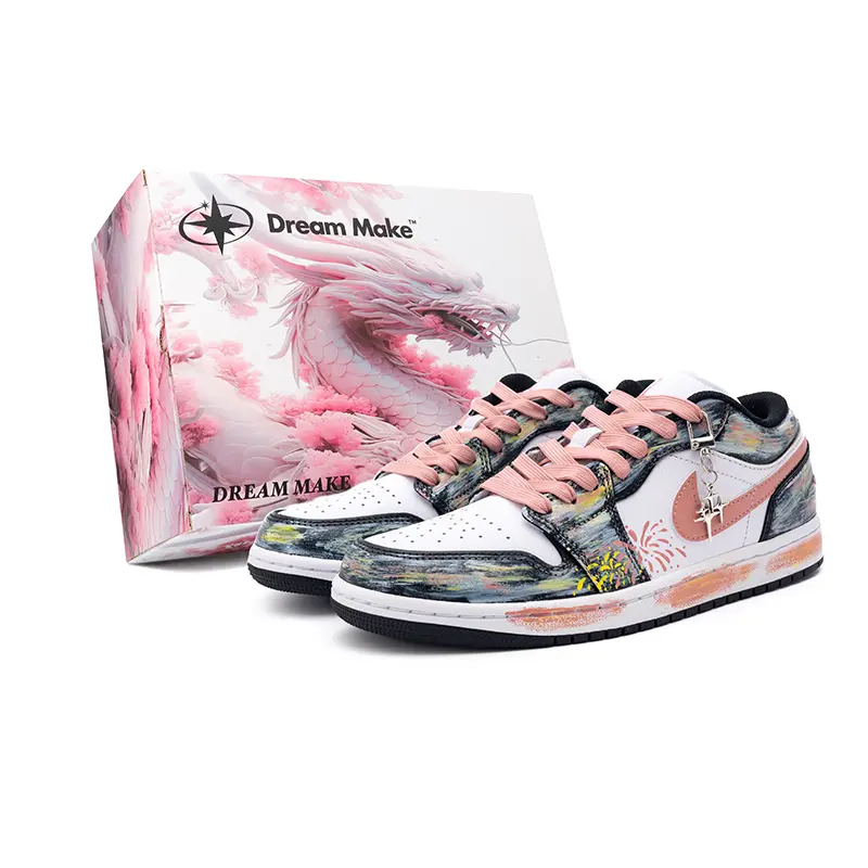 

Jordan Кроссовки баскетбольные мужские Air 1 Starry Sky Blossom низкие, устойчивые к истиранию, винтажные, Black Pink