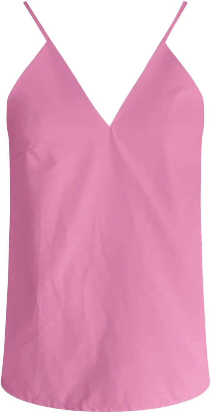 Топ женский V-образный вырез Casual Summer Tank Tops, розовый — фото 2