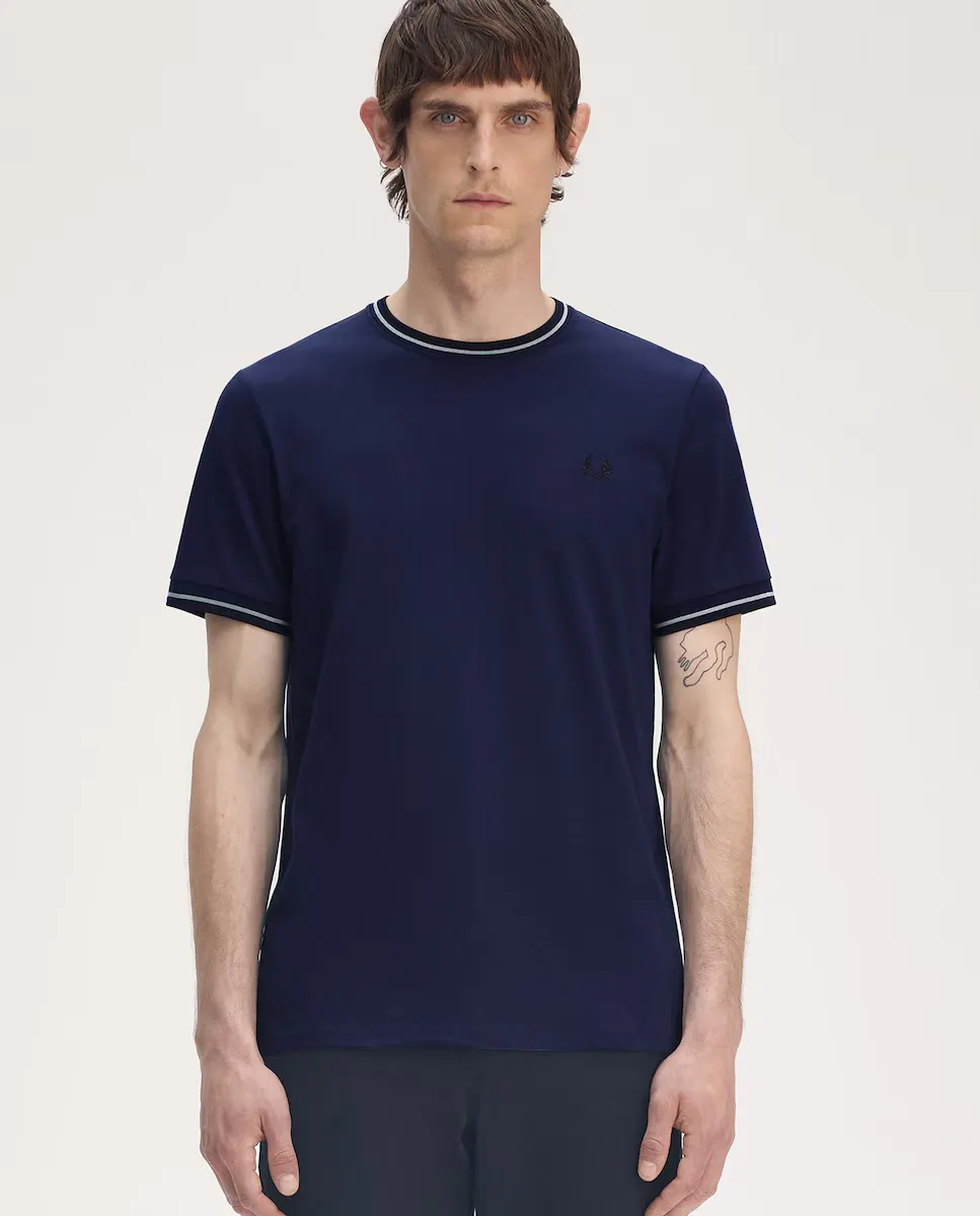 

Мужская футболка с коротким рукавом и отделкой в две полоски Fred Perry, синий