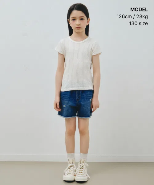 Детские джинсовые шорты MUSINSA STANDARD KIDS с необработанным краем — фото 2