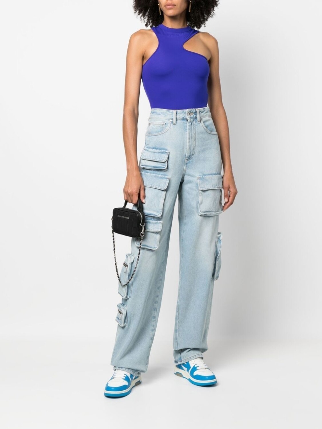 Off-White топ асимметричного кроя с вышитым логотипом, фиолетовый — фото 2