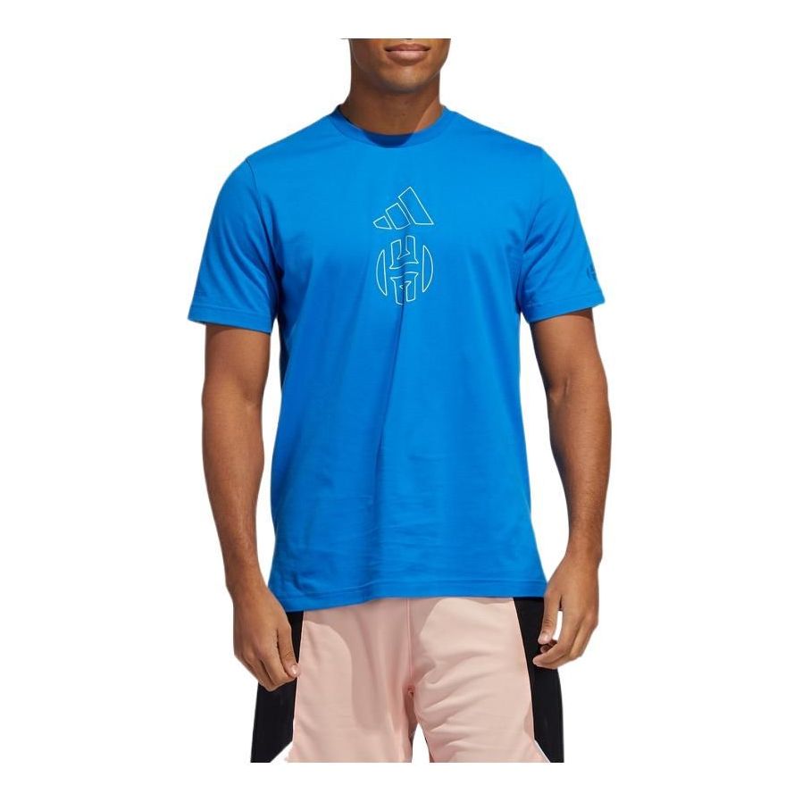 

Футболка Men's adidas Logo Printing Basketball Sports Short Sleeve Blue T-Shirt, синий