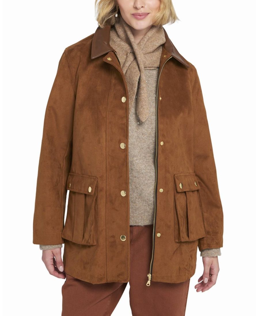 

Женская куртка-бомбер из искусственной замши в стиле кантри ELLE Collection, Brown