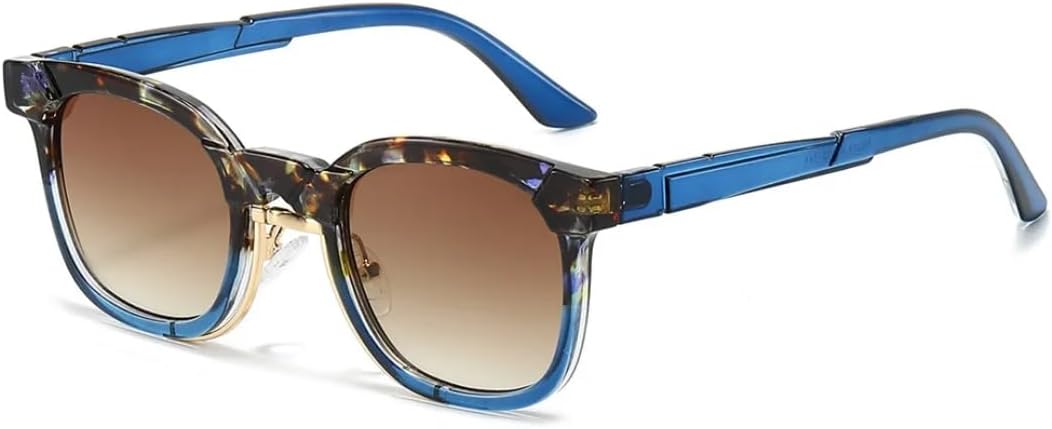 

Модные квадратные солнцезащитные очки для женщин и мужчин, градиентные круглые очки в стиле ретро с заклепками, роскошные, с защитой от УФ-излучения UV400 UATXTAU, Blue