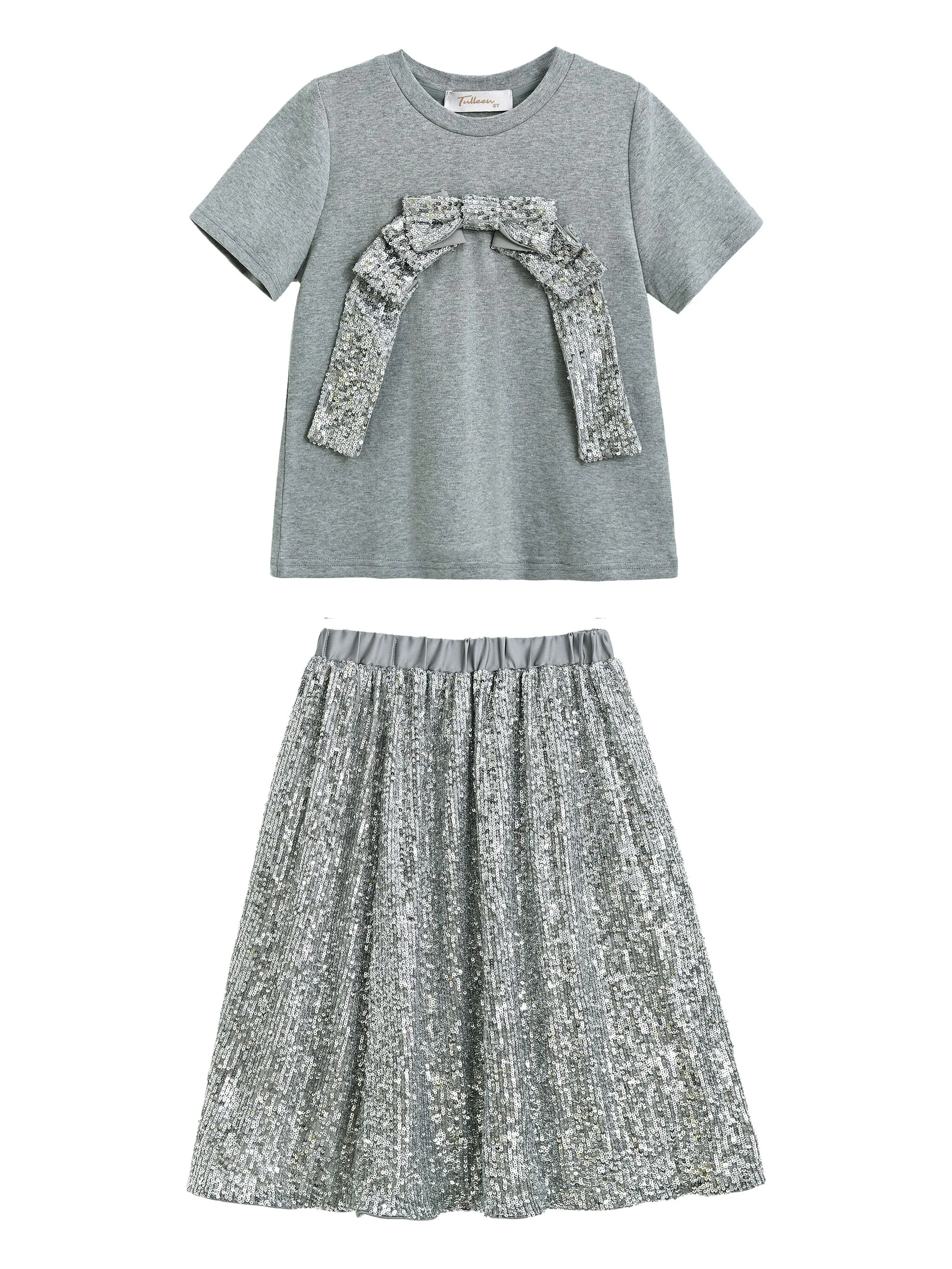 

Комплект из топа и юбки с бантом Tulleen, серый