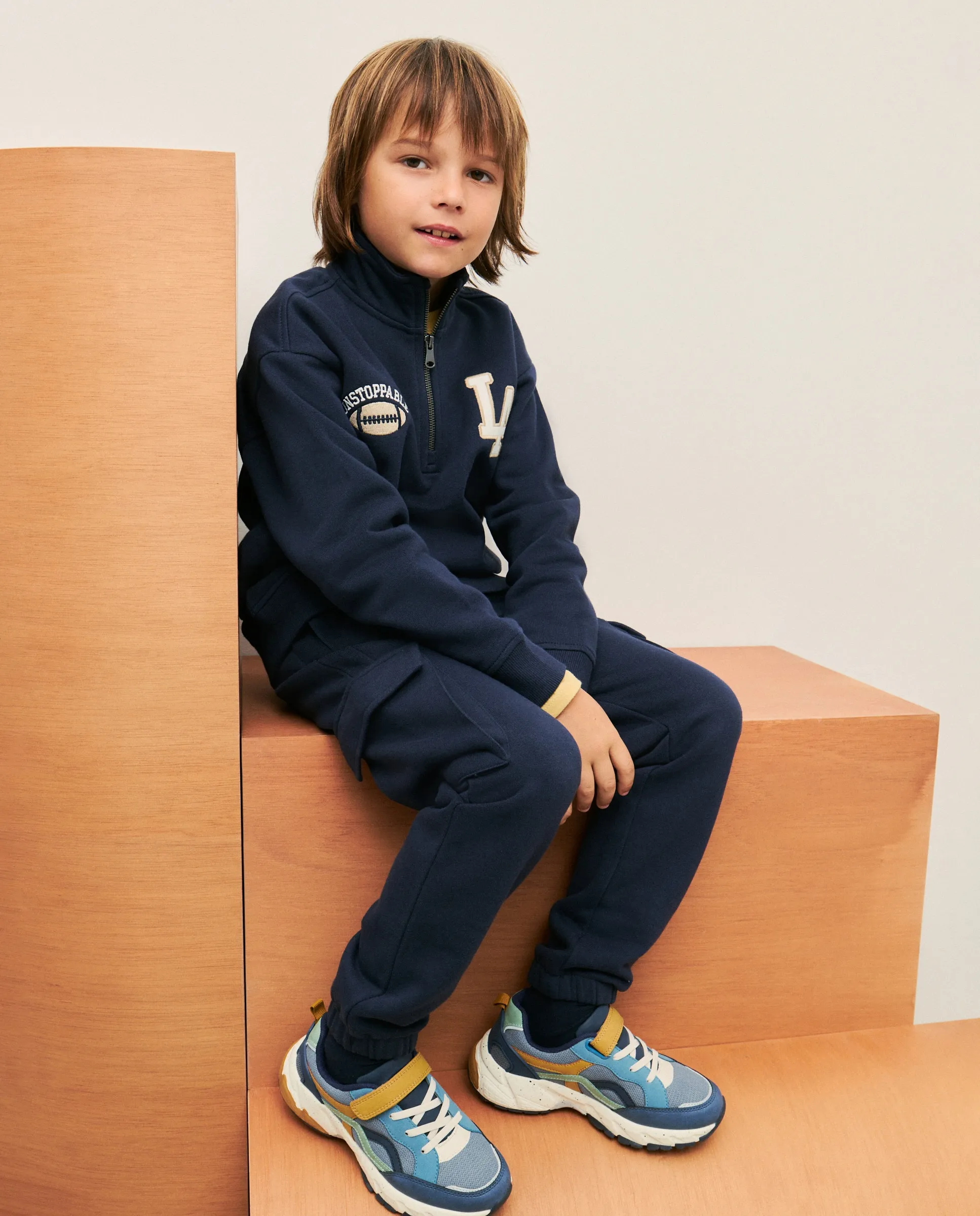 

Детское худи с воротником-стойкой Kids El Corte Inglés, темно-синий
