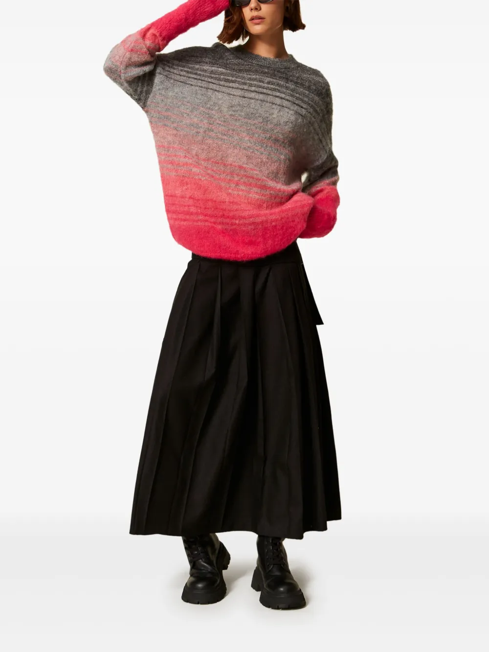 

Юбка А-силуэта со складками TWINSET, черный