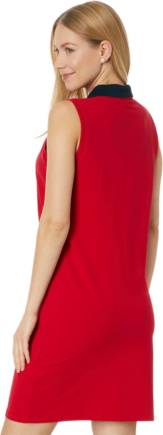 

Женское однотонное платье-поло без рукавов Tommy Hilfiger, Scarlet