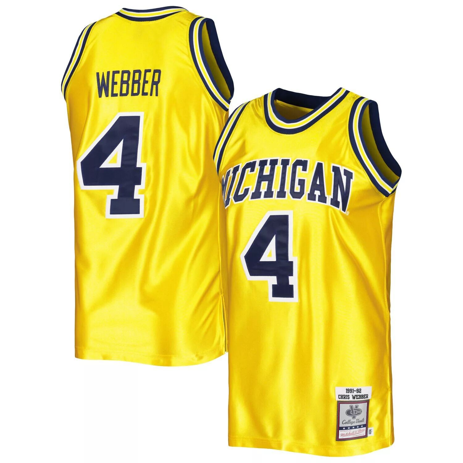 

Мужская майка Mitchell & Ness Chris Webber Maize Michigan Wolverines Authentic College Vault 1991-92 гг.