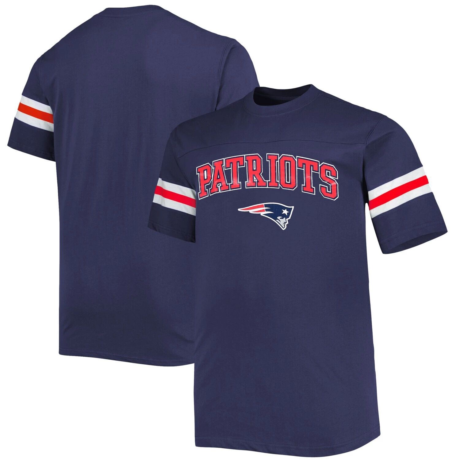 

Мужская темно-синяя футболка с полосками New England Patriots Big & Tall Arm, Синий, Мужская темно-синяя футболка с полосками New England Patriots Big & Tall Arm