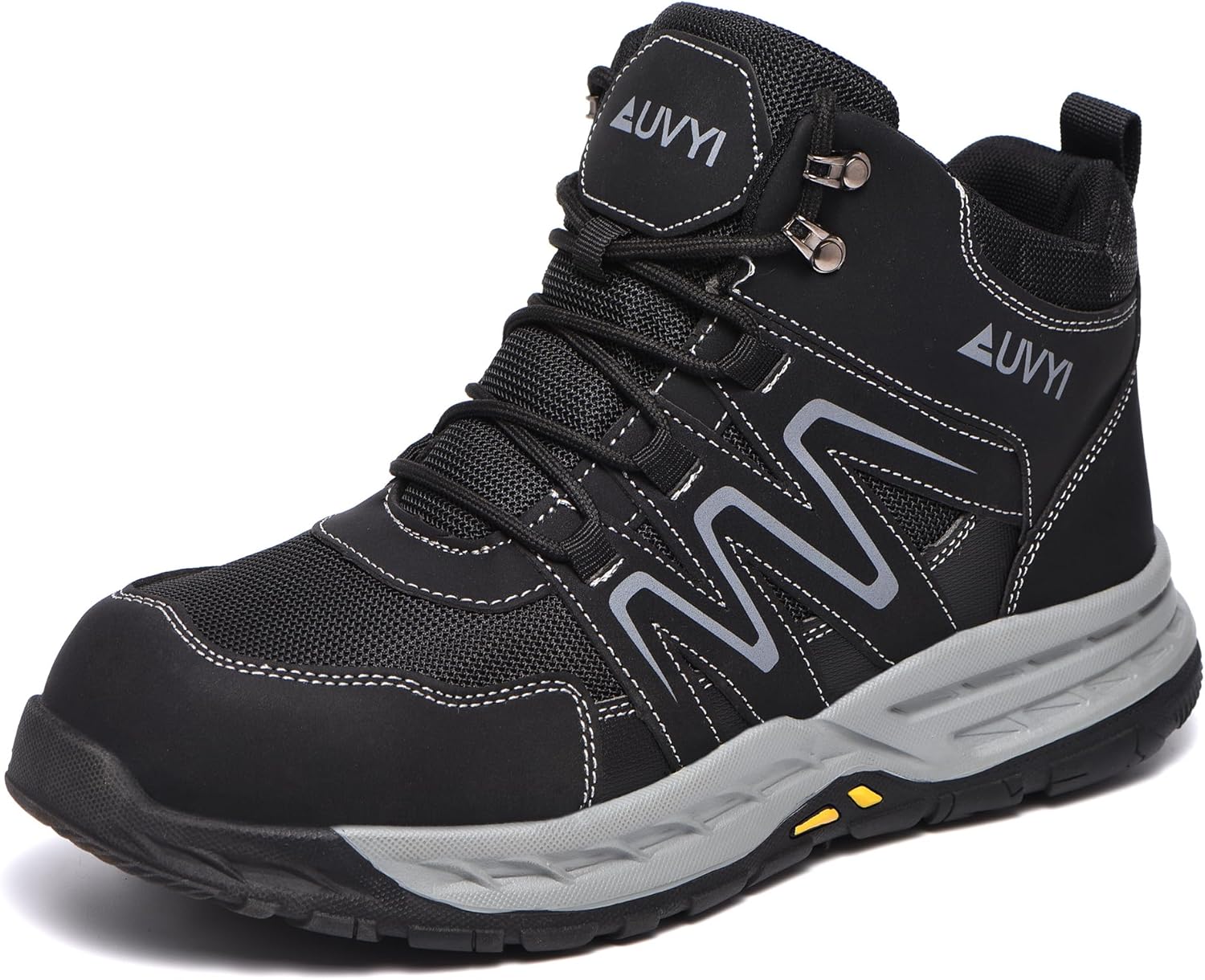 

Ботинки AUVYI с стальным носком для мужчин - широкие, легкие, дышащие, защитные обувь с противоскользящей подошвой для промышленности и строительства, черный
