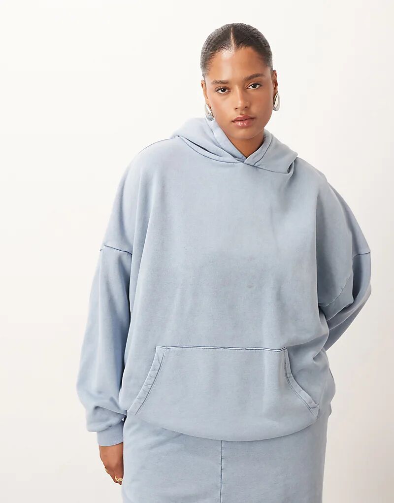 

Толстовка ARRANGE Curve премиум-класса с кислотной стиркой нежно-голубого цвета