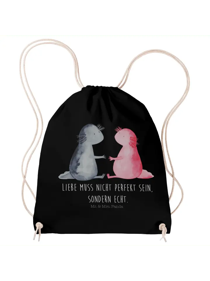 

Спортивная сумка Mr & Mrs Panda Sportbeutel Axolotl Liebe, черный