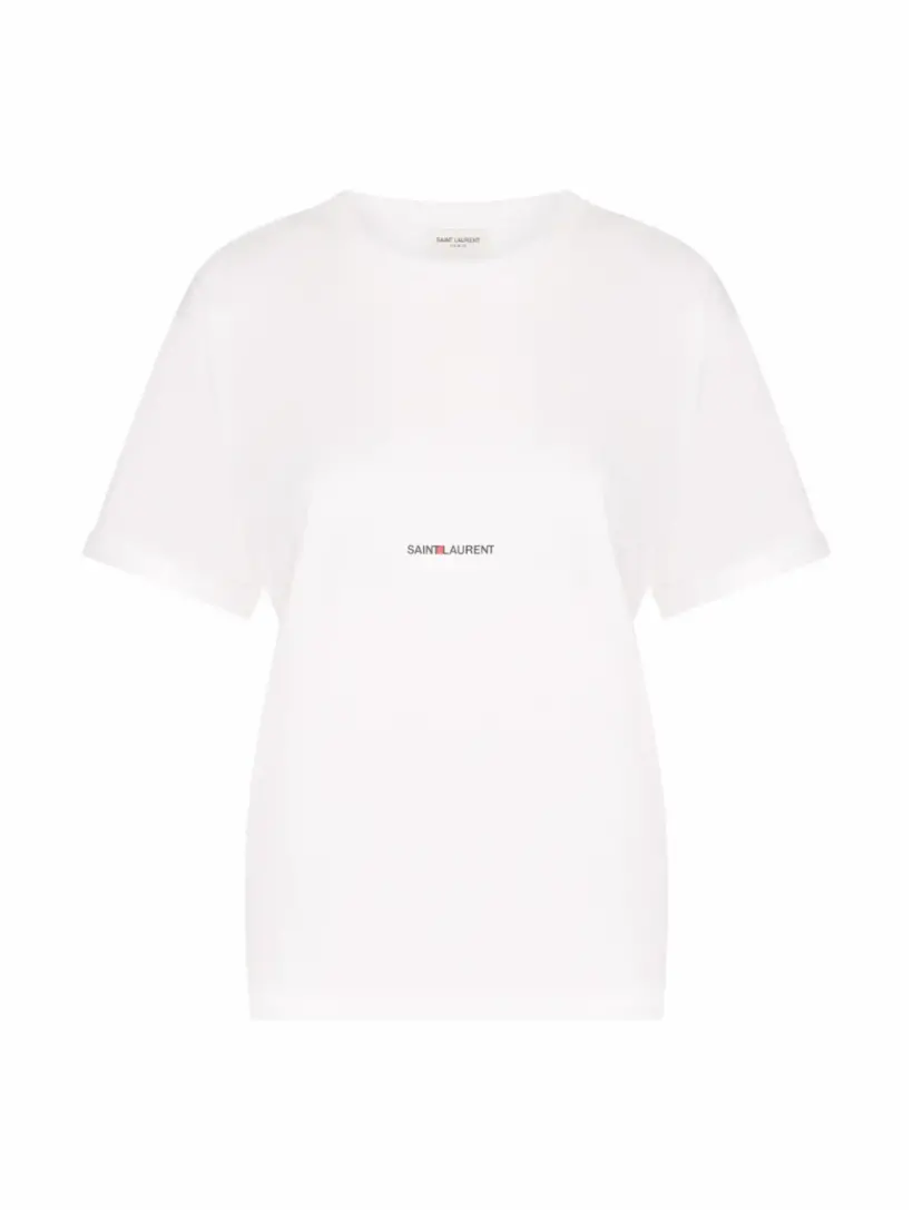 

Хлопковая футболка с логотипом Saint Laurent, белый