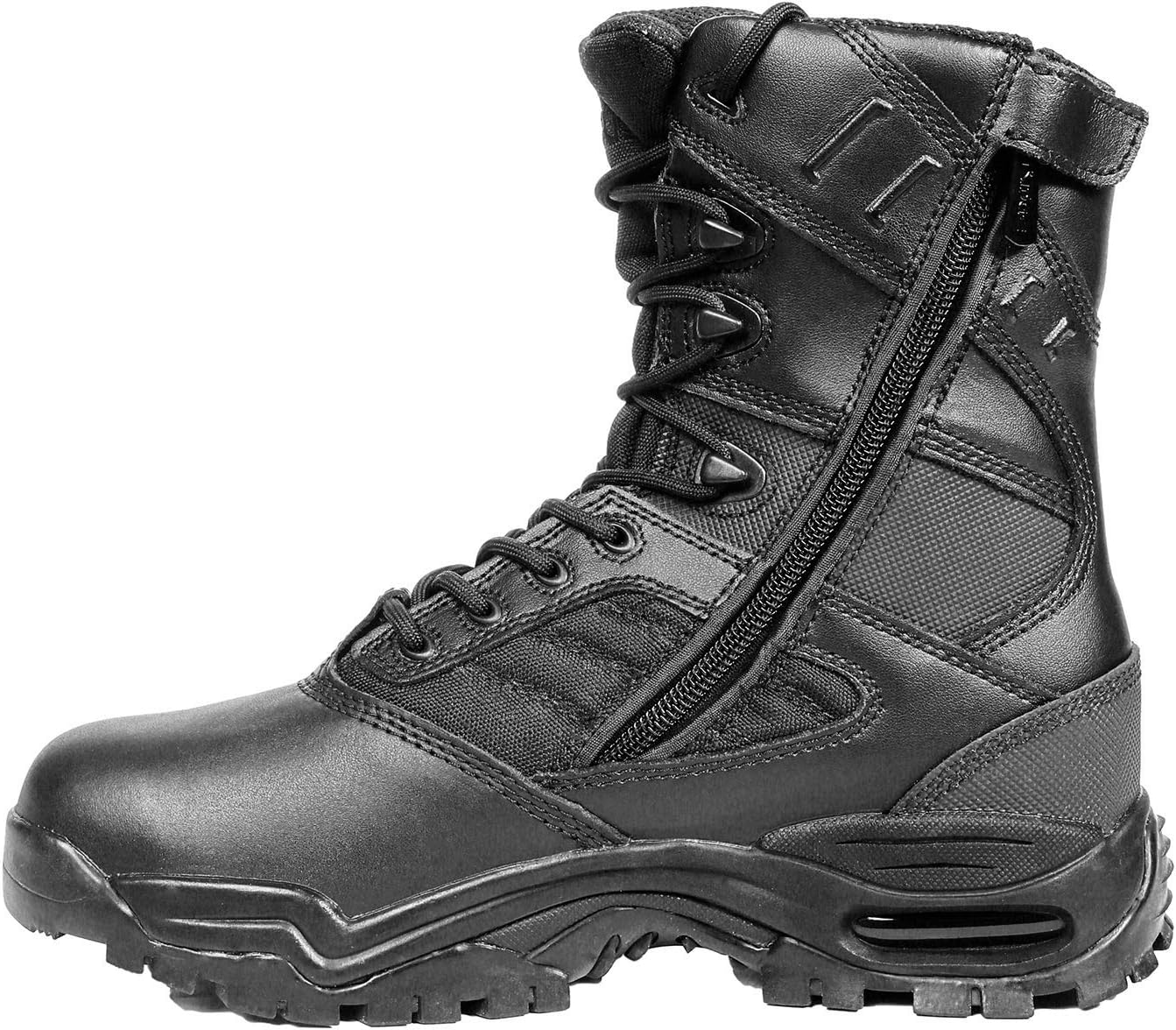 

Мужские тактические ботинки водонепроницаемые с мягким носком Ultimate 8 с молнией - черные кожаные ботинки, устойчивые к маслу и скольжению Ridge Footwear