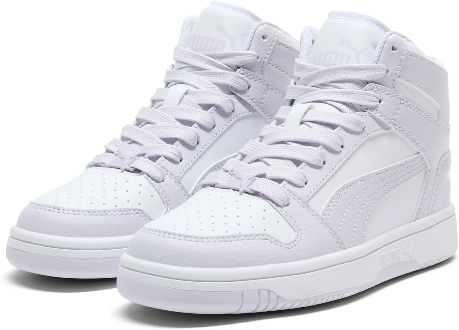 Кроссовки Puma Unisex-Child Rebound Layup Mid, белый/сиреневый