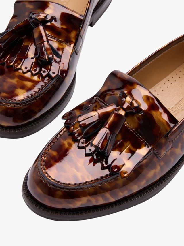 Честерские лоферы с кисточками из лаковой кожи с эффектом черепахи Russell & Bromley, Brown — фото 3