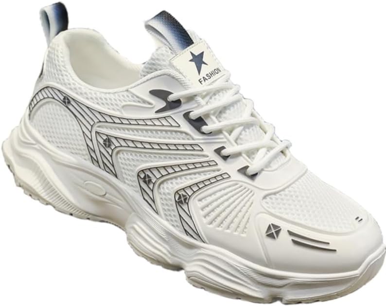 

Мужские дышащие летние легкие кроссовки с толстой подошвой, с сетчатым верхом, амортизацией EVA и резиновой подошвой, подходят для спортзалов и активного отдыха на свежем воздухе Clolinde, белый