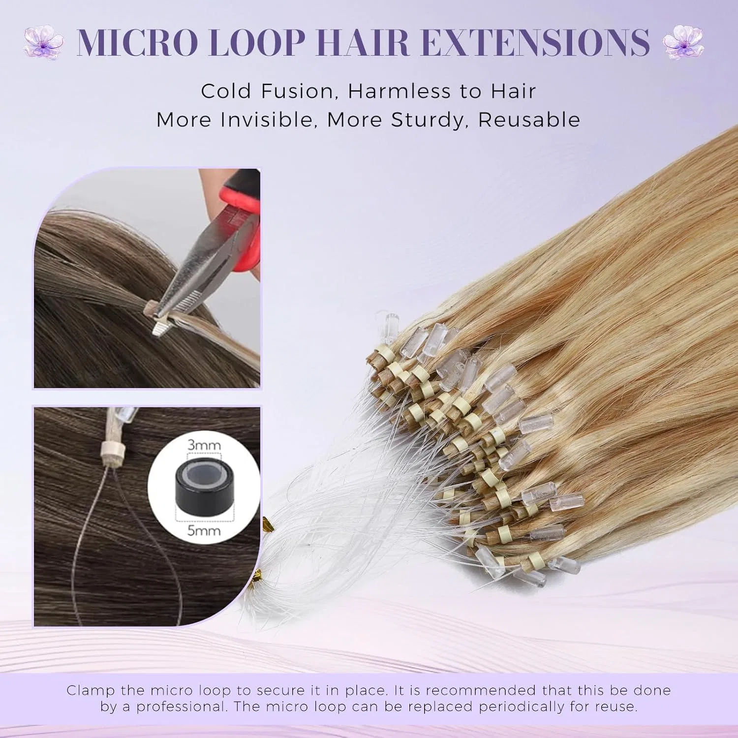 Микрокольцевые наращивания из натуральных волос MY-LADY 40 см My-Lady, 18P613 Ash Blonde/Blonde — фото 2