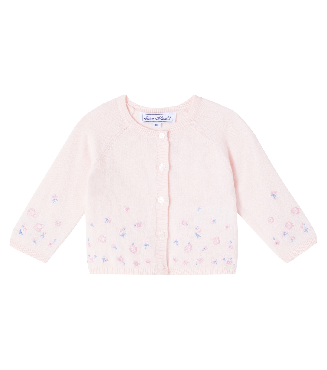 

Детский кардиган с вышитым цветочным рисунком Tartine et Chocolat, Rose Pale