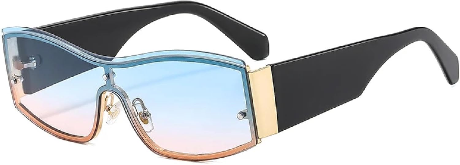 

Модные солнцезащитные очки в стиле стимпанк для женщин и мужчин, трендовые, роскошные, для путешествий и вождения, с защитой от УФ-излучения UV400 TKKTLLT, Black Blue Pink