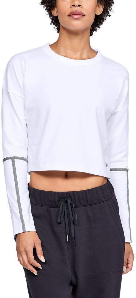

Under Armour Women's Lighter Longer Cropped Crew, White/ Black/ Tonal