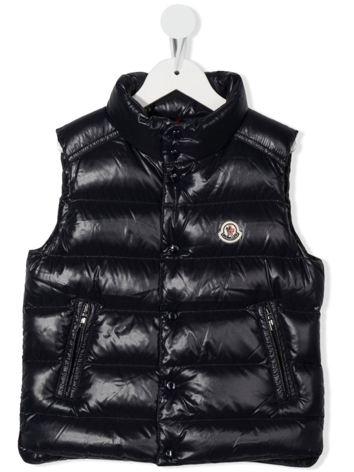 

Moncler Enfant дутый жилет с нашивкой-логотипом, синий
