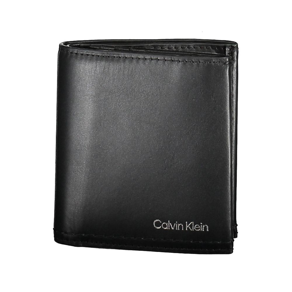 

Черный кожаный мужской кошелек Calvin Klein