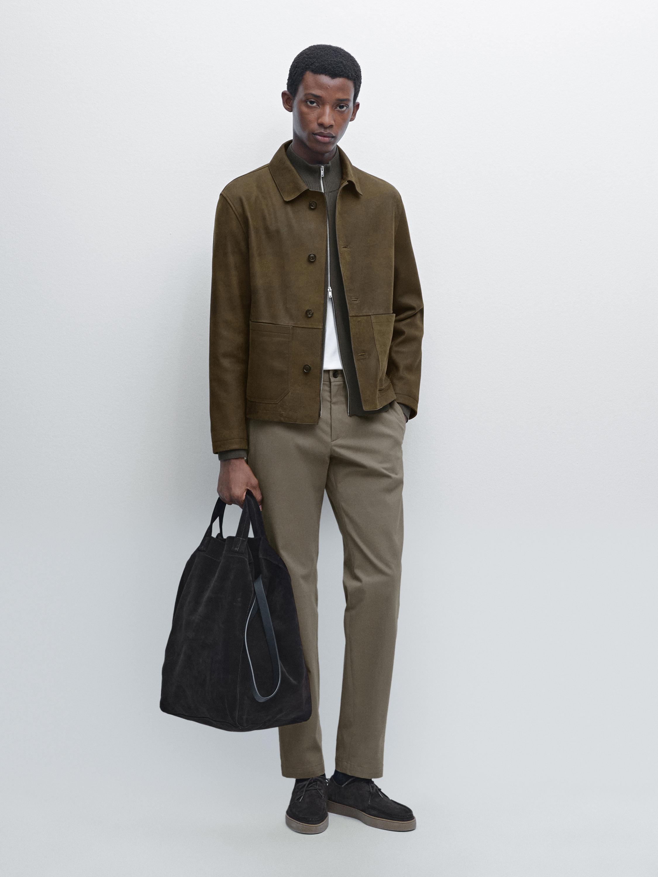 

Узкие брюки из хлопковой смесовой ткани Massimo Dutti, зеленый