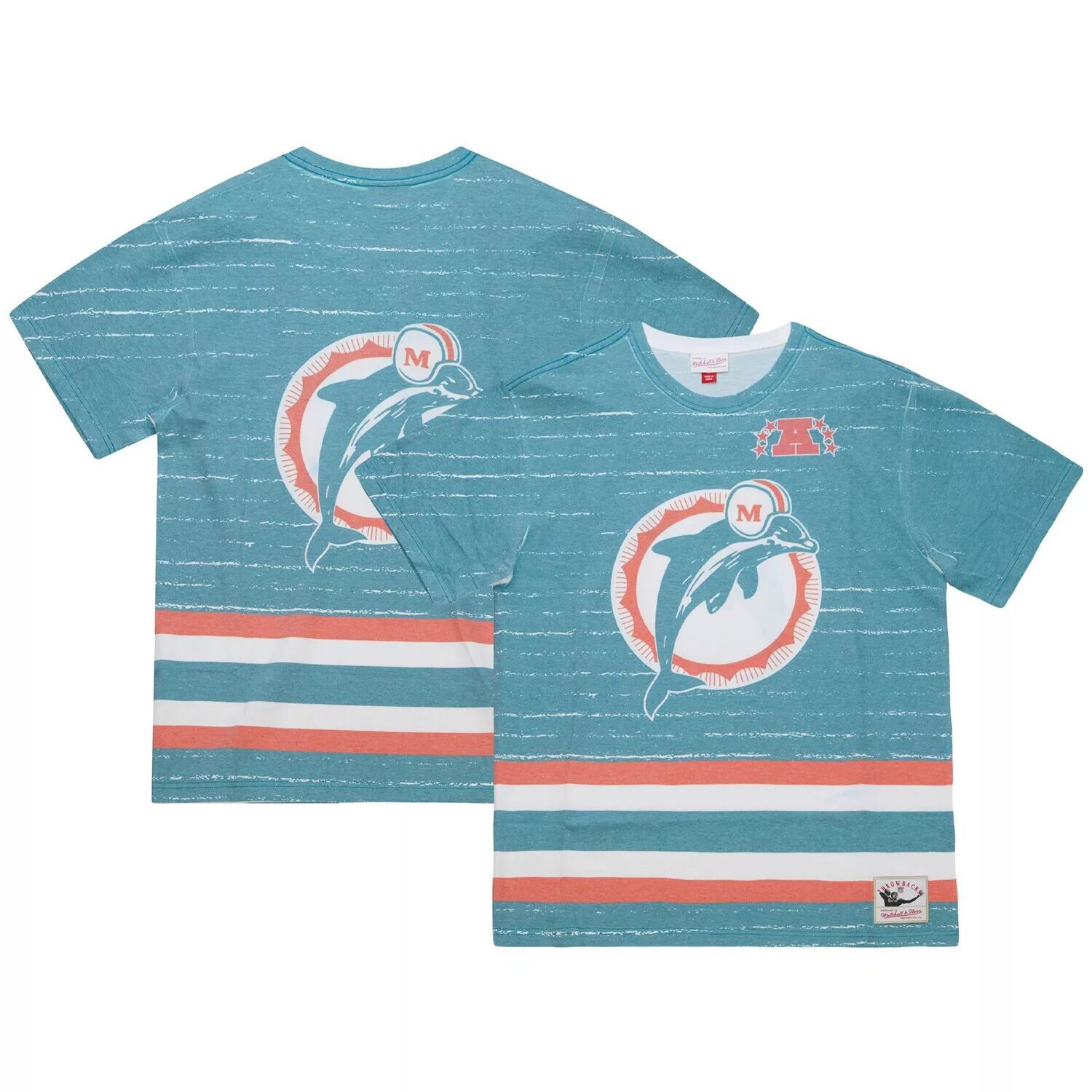 

Мужская футболка Mitchell & Ness Aqua Miami Dolphins Jumbotron 3.0