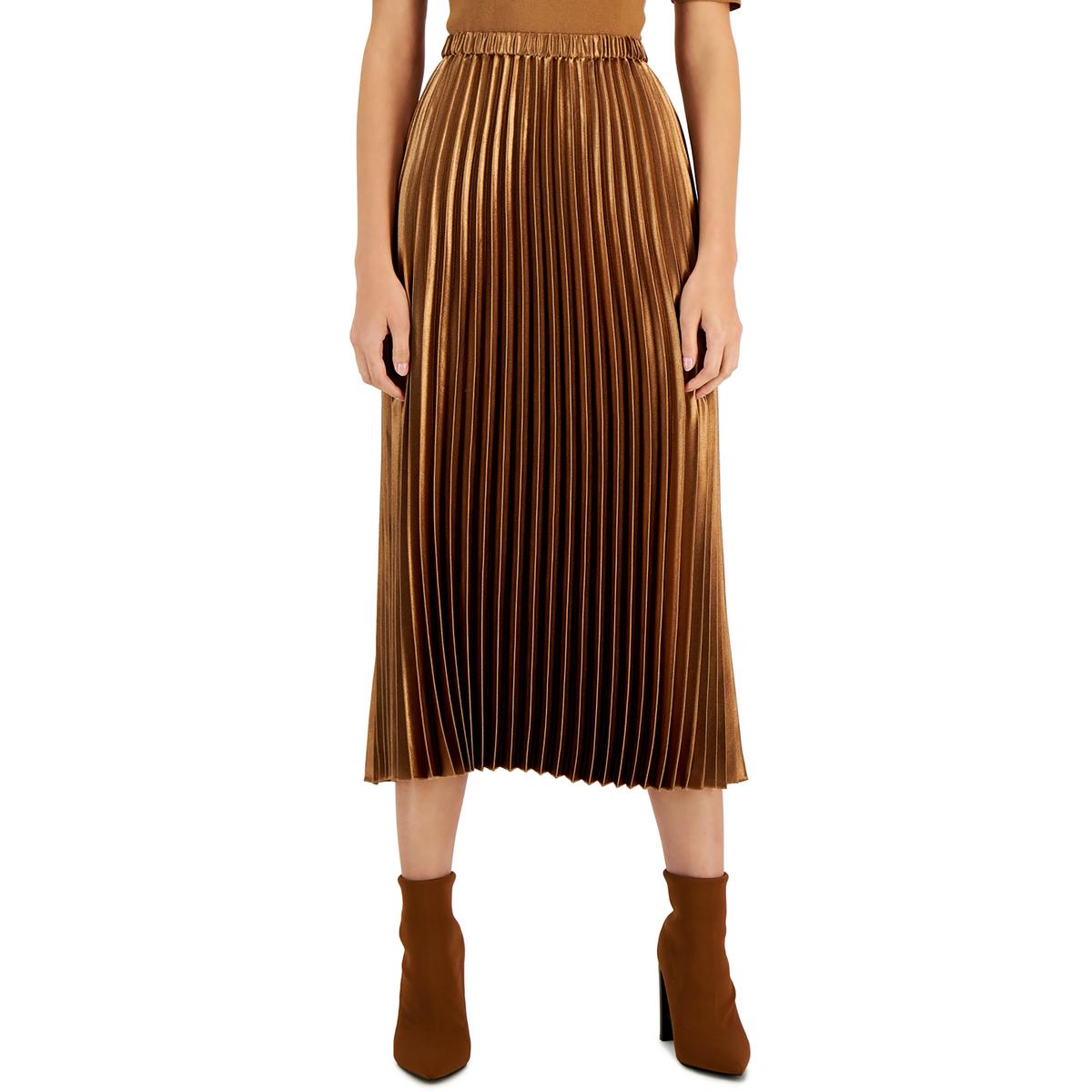 

Женская блестящая длинная плиссированная юбка Anne Klein, цвет vicuna