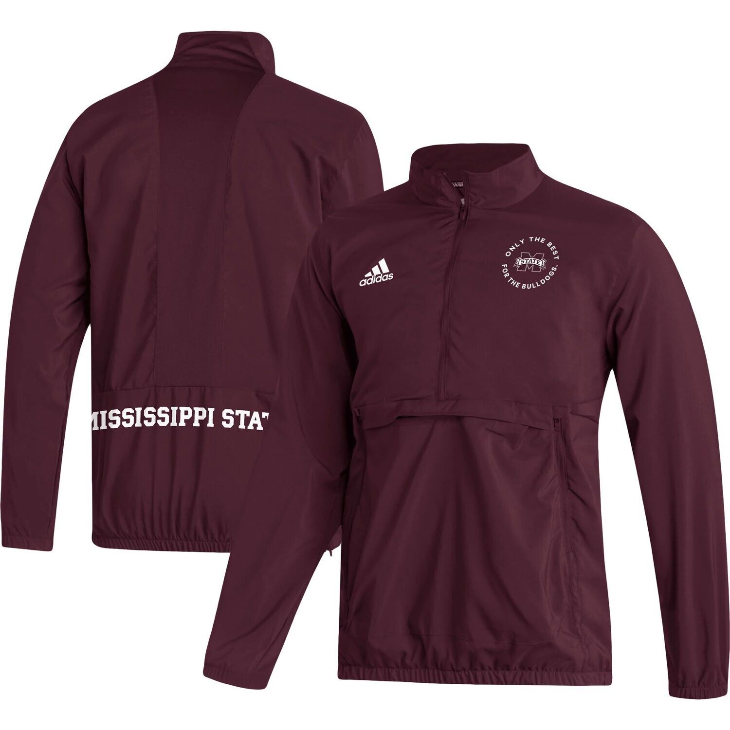 Мужская темно-бордовая куртка на молнии Mississippi State Bulldogs AEROREADY adidas — фото 4