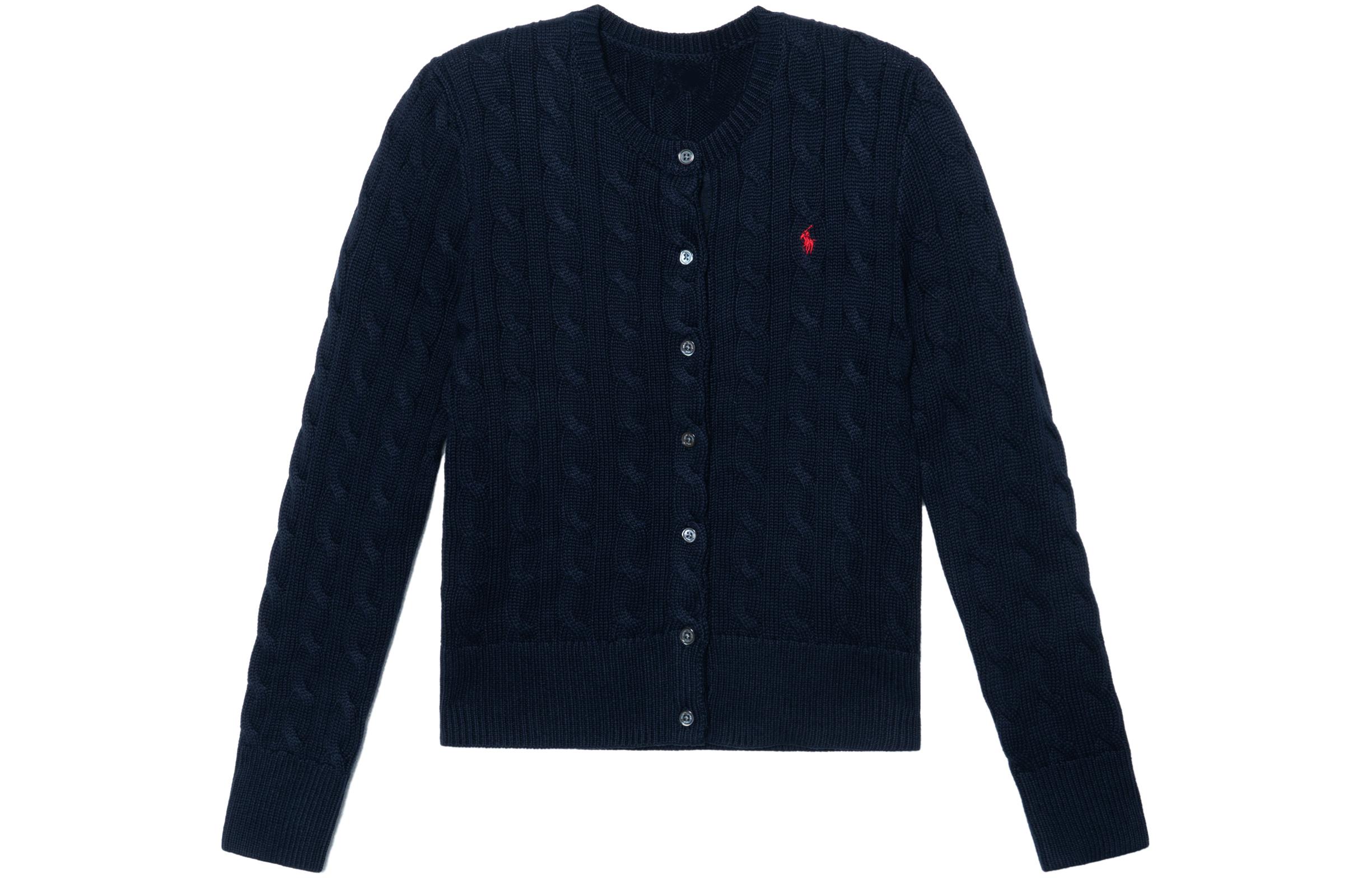 Пони вышитый вязаный кардиган Polo Ralph Lauren, темно-синий — фото 3