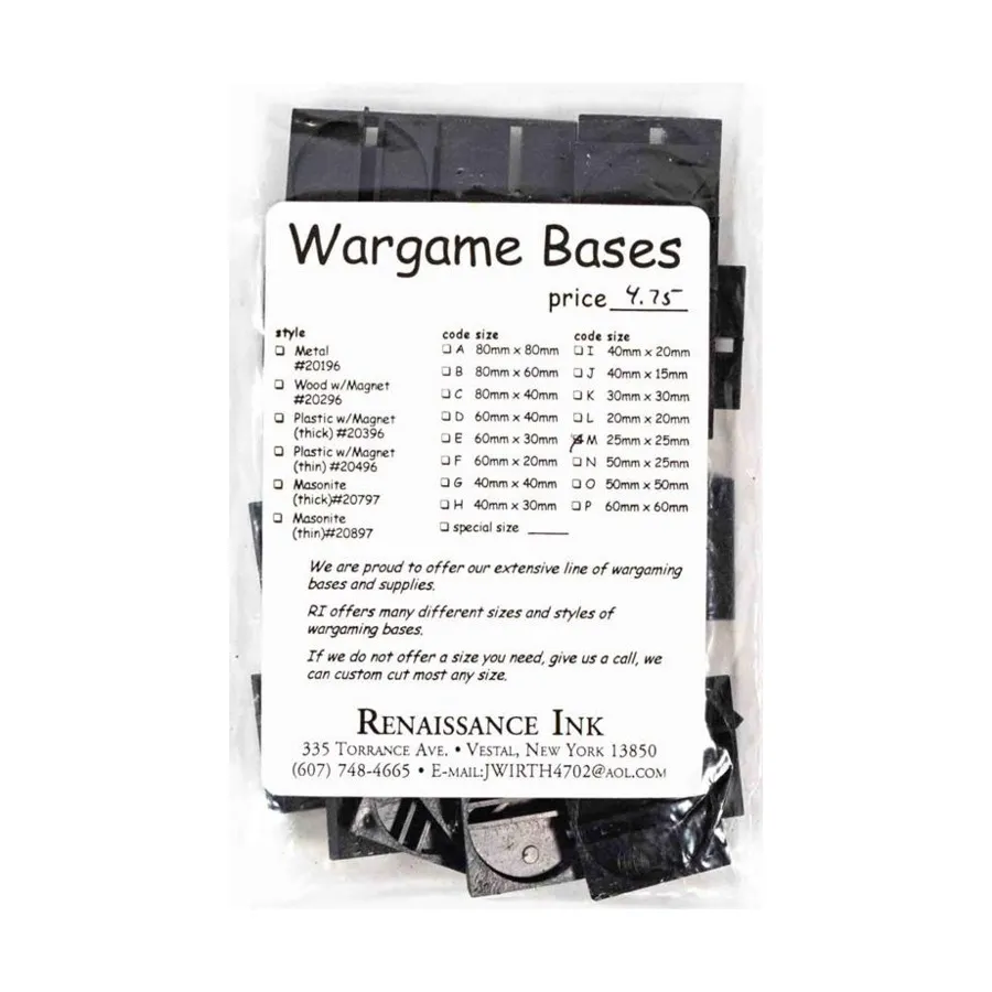 

Подставки для военных игр — пластик 25 x 25 мм., Supplies (Renaissance Ink)