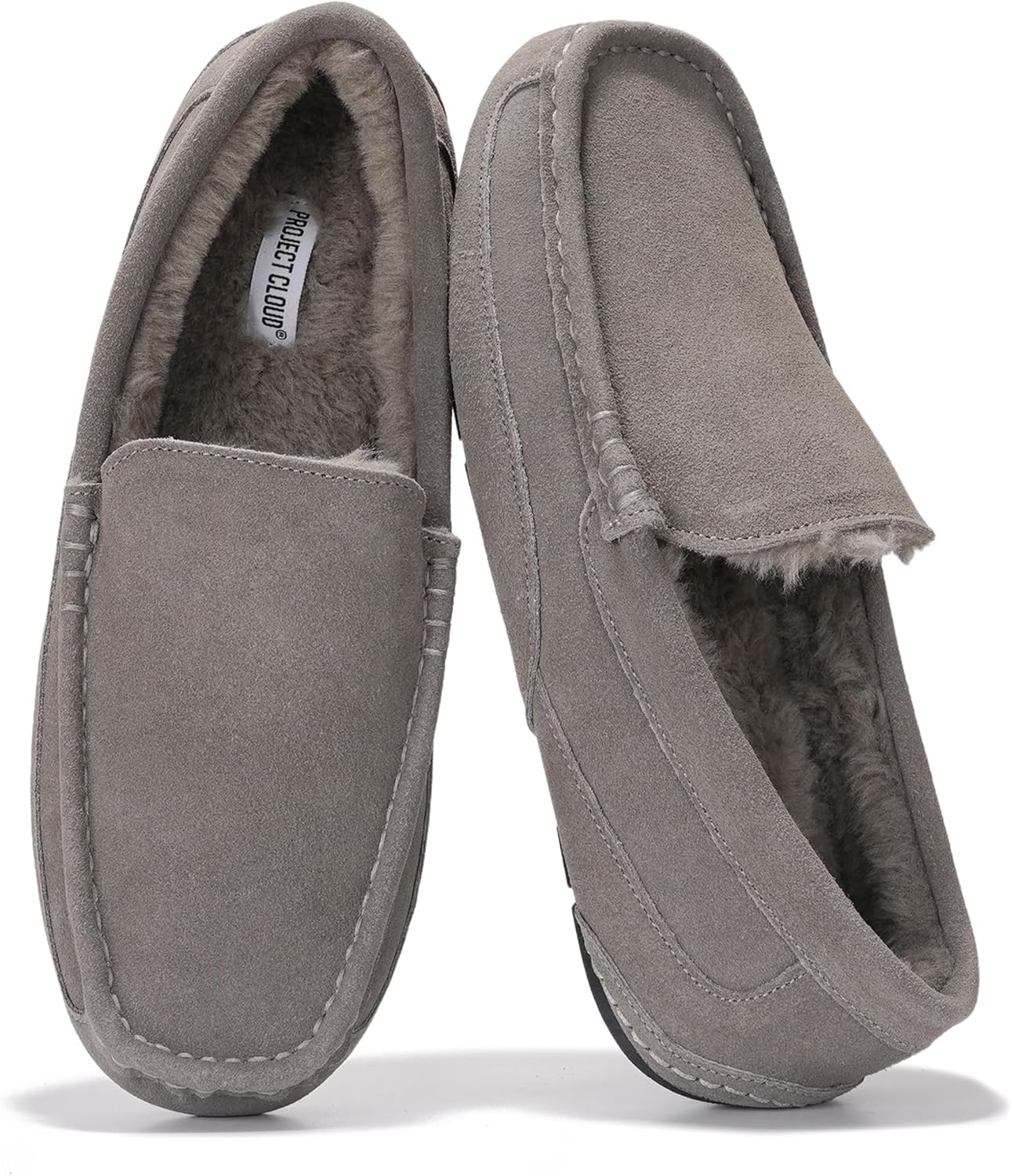 

Мужские тапочки Project Cloud из 100 натуральной кожи с стелькой из пены с эффектом памяти - нескользящие и легкие тапочки для дома и улицы для мужчин (Oswin), серый