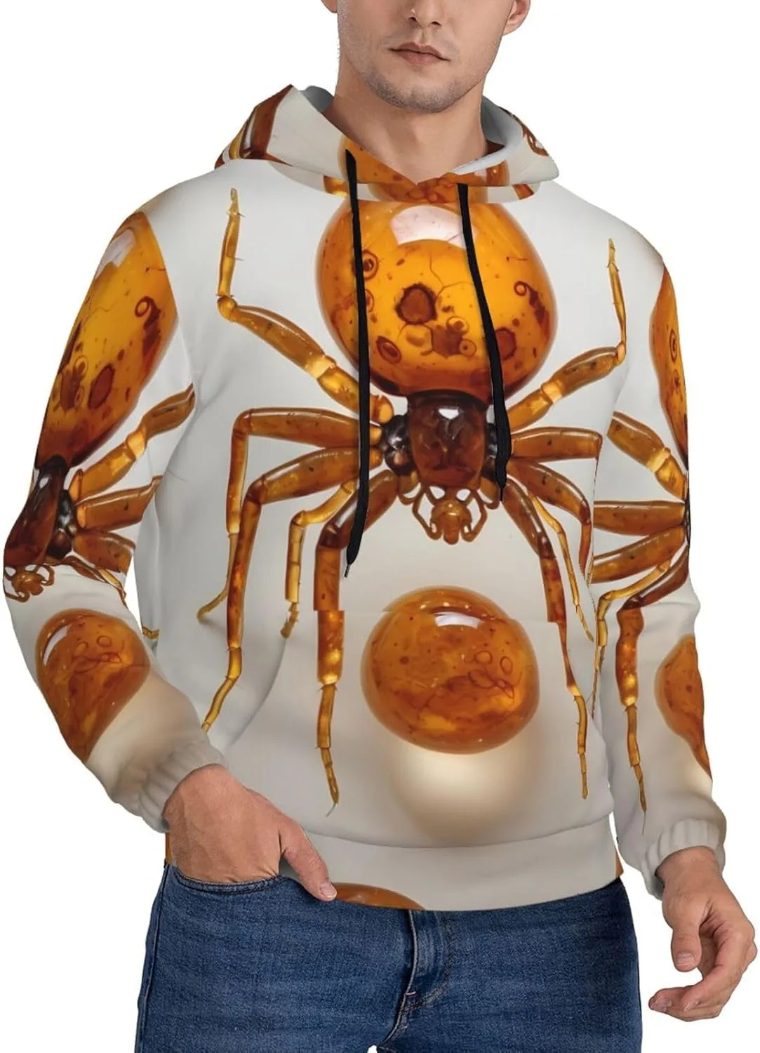 

Свободный худи с капюшоном для мужчин, Amber Fossil, длинный рукав, карман на шнурке WZYCWB