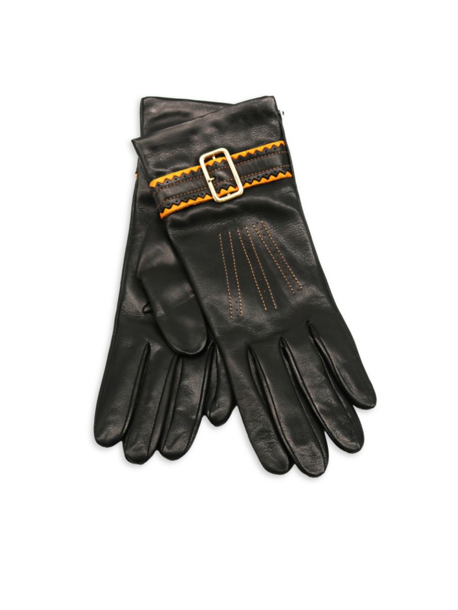 

Кожаные перчатки-броги с поясом Portolano, цвет Black Gold