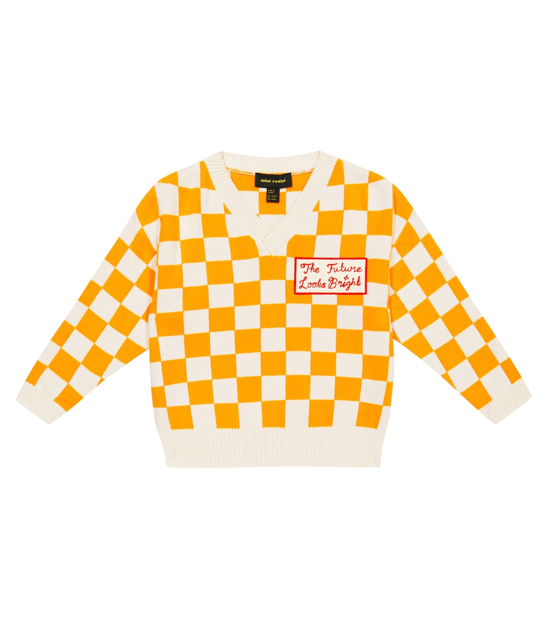 

Клетчатый хлопковый свитер Mini Rodini, оранжевый